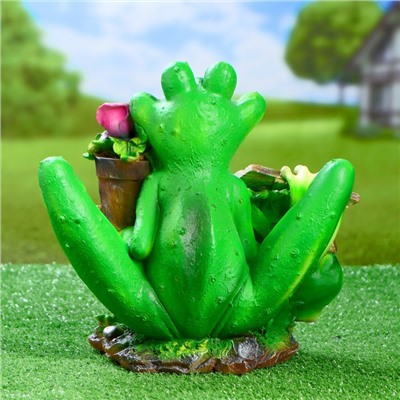 Садовая фигура из полистоуна «Лягушка с табличкой», 29×19×30 см