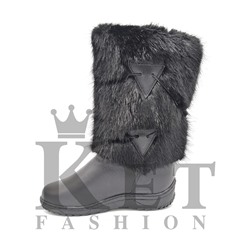 Женские унты, черные, кожа, литая подошва