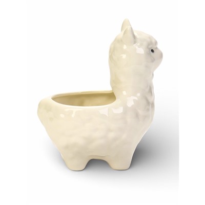 Декоративный горшок для цветов «Лама Лёля», керамический, 200 мл, 15×8×12 см, с поддоном, белый, Greengo