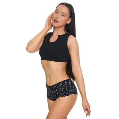 Кроп топ майка трикотажная хлопок (Черный)