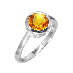 Кольцо из серебра с цитрином родированное 925 пробы GTR-3366-C