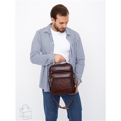 Сумка мужская кожаная 7905-4 brown Fuzhinino в Новосибирске