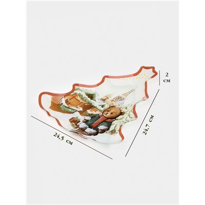 Блюдо сервировочное новогоднее Доляна «Московкий мишка», 24.5×24.7×2 см, стекло, белое