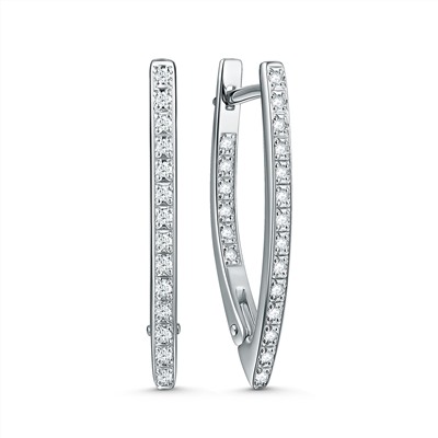 Серьги из серебра с фианитами родированные 371844-FA11