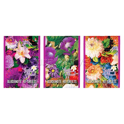 Блокнот А5 40 л. "Цветы NEW" 3 вида