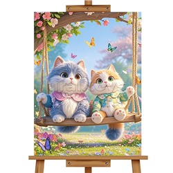 Мозаика алмазная "Котики на качеле" 20*30см.