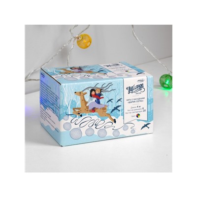 Гирлянда «Нить» 4 м с насадками «Шарик сетка», IP20, прозрачная нить, 20 LED, свечение мульти, 8 режимов, 220 В