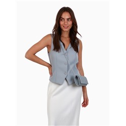 Сумка-клатч на магните, на серебристой цепочке, серебристая