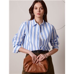 Блузка свободного силуэта в широкую полоску из 100 % хлопка