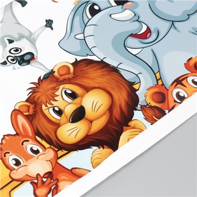 Наклейка интерьерная цветная «Зверята в автобусе», набор 2 листа, 25×70 см