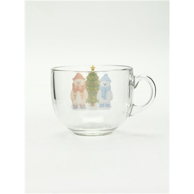 Кружка стеклянная новогодняя «Мишки в лесу», 500 мл