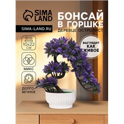 Бонсай искусственный в горшке «Деревце остролист», 10×22 см, МИКС