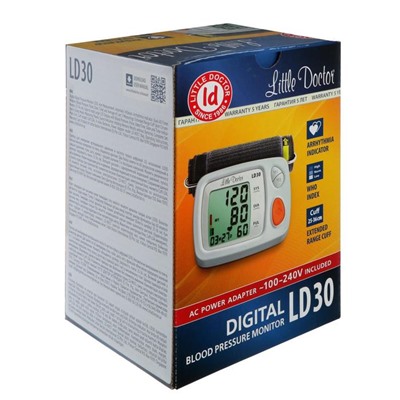 Тонометр Little Doctor LD-30, автоматический, манжета 25-36 см, 4хАА, с адаптером