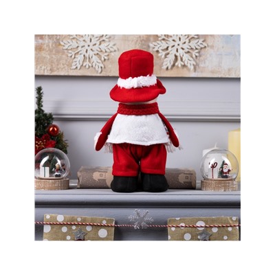 Светодиодная фигура «Снеговик» 13×30×8 см, текстиль, батарейки LR1130×3 (в комплекте), свечение тёплое белое