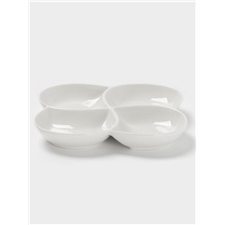 Менажница Доляна White Label, 4 секции, 20×2.5 см, фарфор, белая