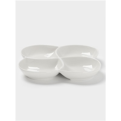 Менажница Доляна White Label, 4 секции, 20×2.5 см, фарфор, белая