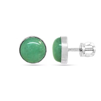 Серьги из серебра жадеит, Ю-25145р