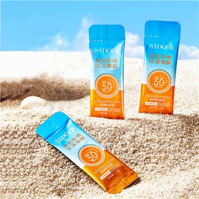 Солнцезащитный крем для лица и тела SPF 50 Sadoer, КОРОБКА 50 саше.