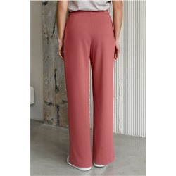 Прямые трикотажные брюки на резинке из футера двухнитки эластичные VILATTE, 1228115