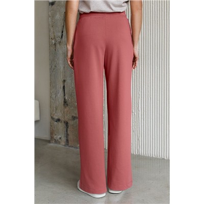 Прямые трикотажные брюки на резинке из футера двухнитки эластичные VILATTE, 1228115