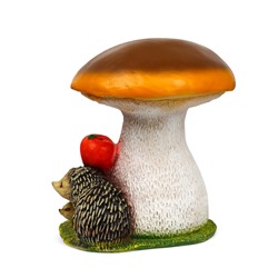 Садовая фигура из полистоуна «Гриб белый с ежами и яблоком», 37×30×30 см