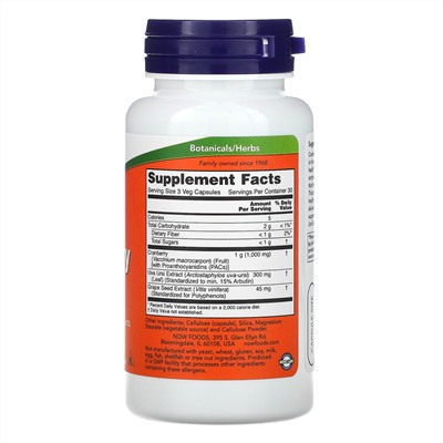 Now Foods, клюква с проантоцианидинами, 90 вегетарианских капсул