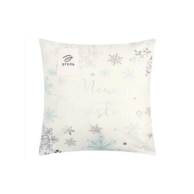 Наволочка декоративная новогодняя «Этель. Рождество», серебристые снежинки, 40×40 см