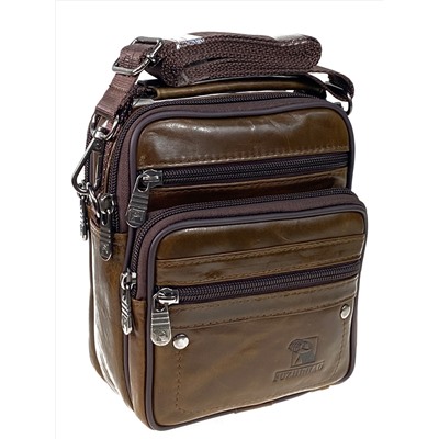 Мужская сумка  из натуральной кожи цвет коричневый