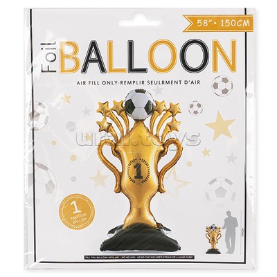 Шар 3D (59''/150 см) Фигура на подставке, Кубок Чемпиона, Футбольный мяч, 1 шт. в уп.