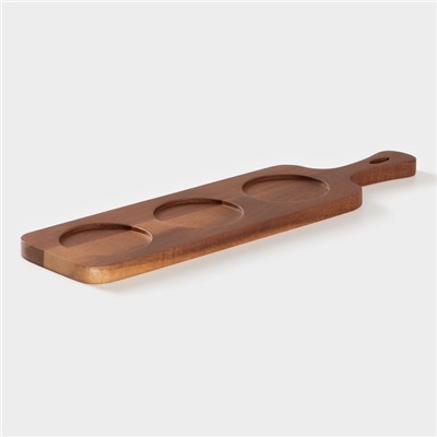 Набор соусников на деревянной подставке Magistro «Галактика», 4 предмета: 3 соусника 100 мл, подставка 33×9×5 см, фарфор, чёрный