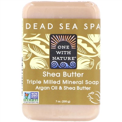 One with Nature, Triple Milled Mineral Soap Bar, Shea Butter, 7 oz (200 g)