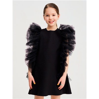 Платье нарядное для девочки MINAKU: PartyDress, прямое, рост 110-116 см, чёрное