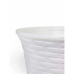 Кашпо для цветов «Ротанг», 8 л, d=27.5 см, h=20.5 см, пластиковое, с поддоном, белое