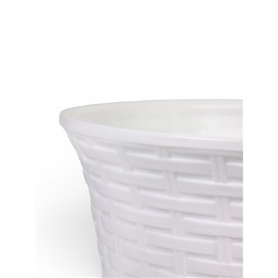 Кашпо для цветов «Ротанг», 8 л, d=27.5 см, h=20.5 см, пластиковое, с поддоном, белое