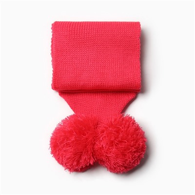Шарф для девочки с помпонами, ярко-розовый, размер 110×14 см