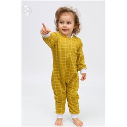 Комбинезон на молнии с начёсом Горчичная клетка арт. КНМ-128