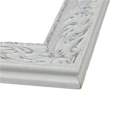Рама для картин (зеркал) 50×50×4 см, дерево «Версаль», бело-серебристая