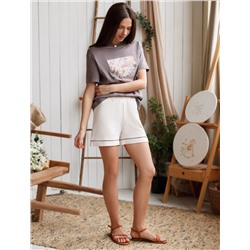 Шорты из эластичного хлопка с контрастным кантом