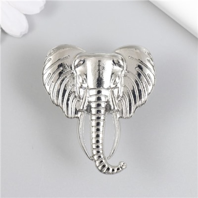 Ручка для шкатулки металл «Голова слона», серебро, 4.5×4.2 см