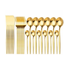 Набор столовых приборов на 6 персон, нержавеющая сталь, цвет золото