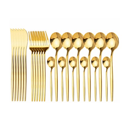 Набор столовых приборов на 6 персон, нержавеющая сталь, цвет золото