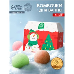 Бомбочки для ванны в домике «Снеговик», набор 6 шт. × 40 г, URAL LAB