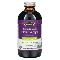 Flora, Certified Organic Elderberry +, 8.5 fl oz (250 ml)