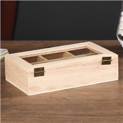 Шкатулка для росписи дерево со стеклянной вставкой «Органайзер», 17×10×4.5 см