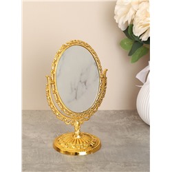 Зеркало настольное ажурное двустороннее 20 см овал / YDW-01 /уп 72/золото