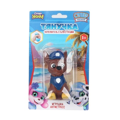 Игрушка - антистресс тянучка "Супер щенки" с блестками, коричневый, блистер, Супер Жим