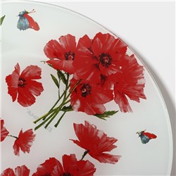 Тарелка стеклянная десертная Доляна «Красные маки», d=20 см