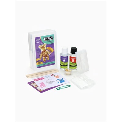 Набор для создания брелока из эпоксидной смолы «Мишка» с поталью