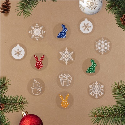 Наклейки на окна «Новогодние», МИКС