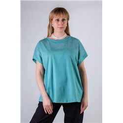 Нарядная футболка со стразами, арт.6167 (Бирюза)